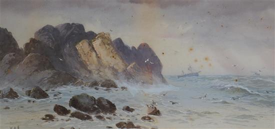 William Henry Earp Coastal landscapes 16.5 x 36.5cm.